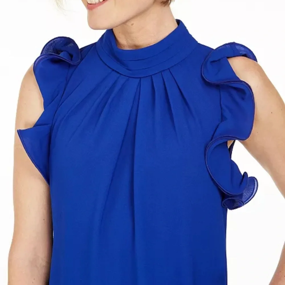 Vince Camuto Sleeveless Ruffle Mock Neck Dress Size 8. Worn Once